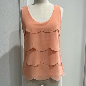 Tobi Light Pink Scalloped Layered Tank Top - Small